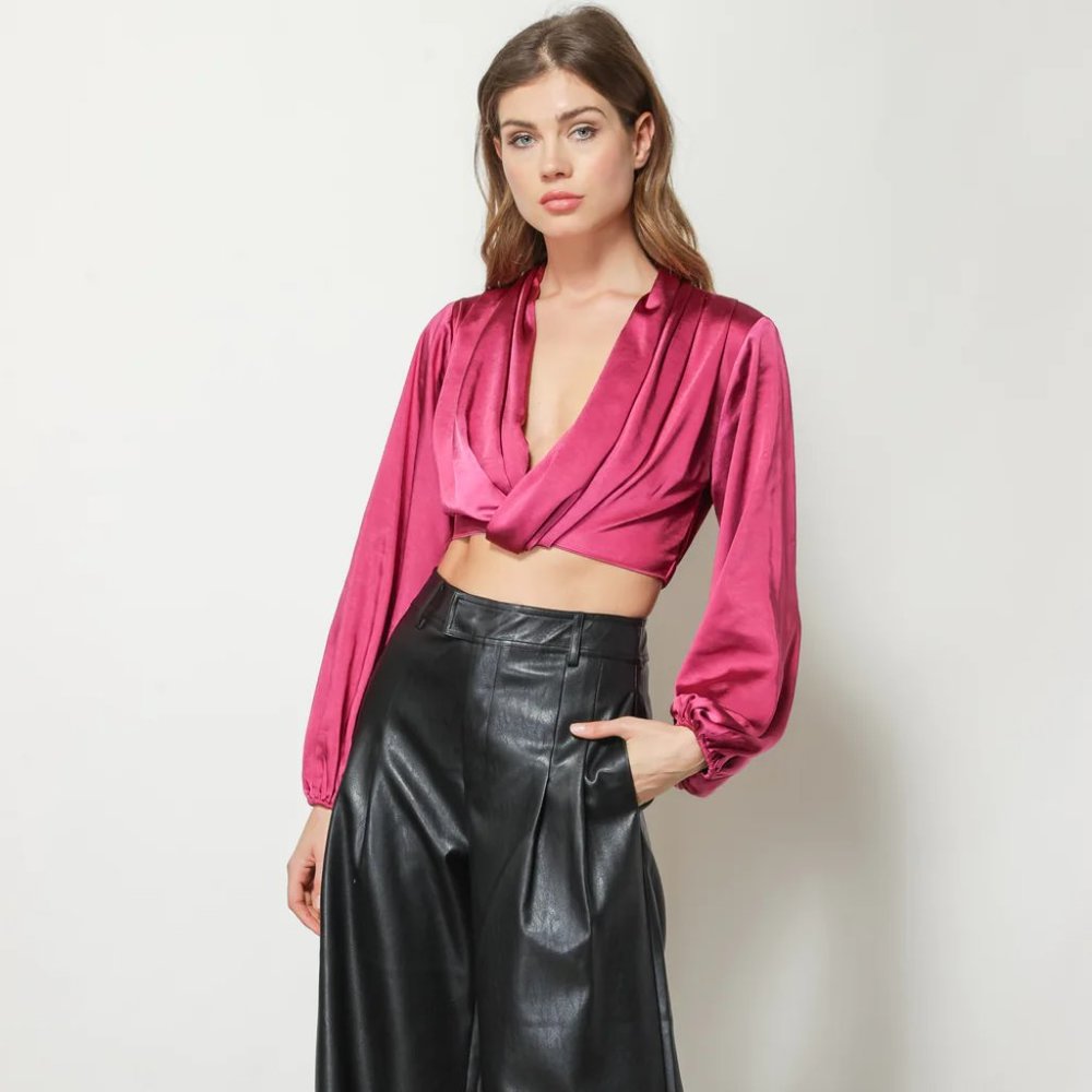 Line & Dot Simone Long Sleeve Cropped Top